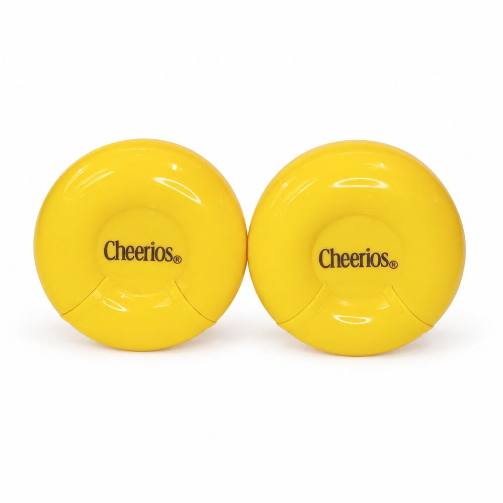 Cheerios Tot Yellow Plastic Snack Containers Flip-Top Lids Set of 2